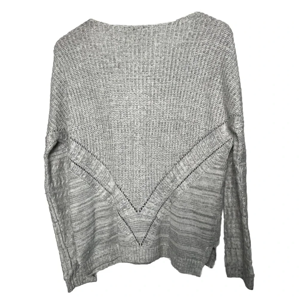 Anthropologie Cozy Knit XS Oversize Sweater Light‎ Gray Relaxed Wool Blend Layer